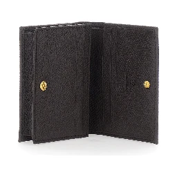 brown Flap wallet with VLOGO on the front in leather for women