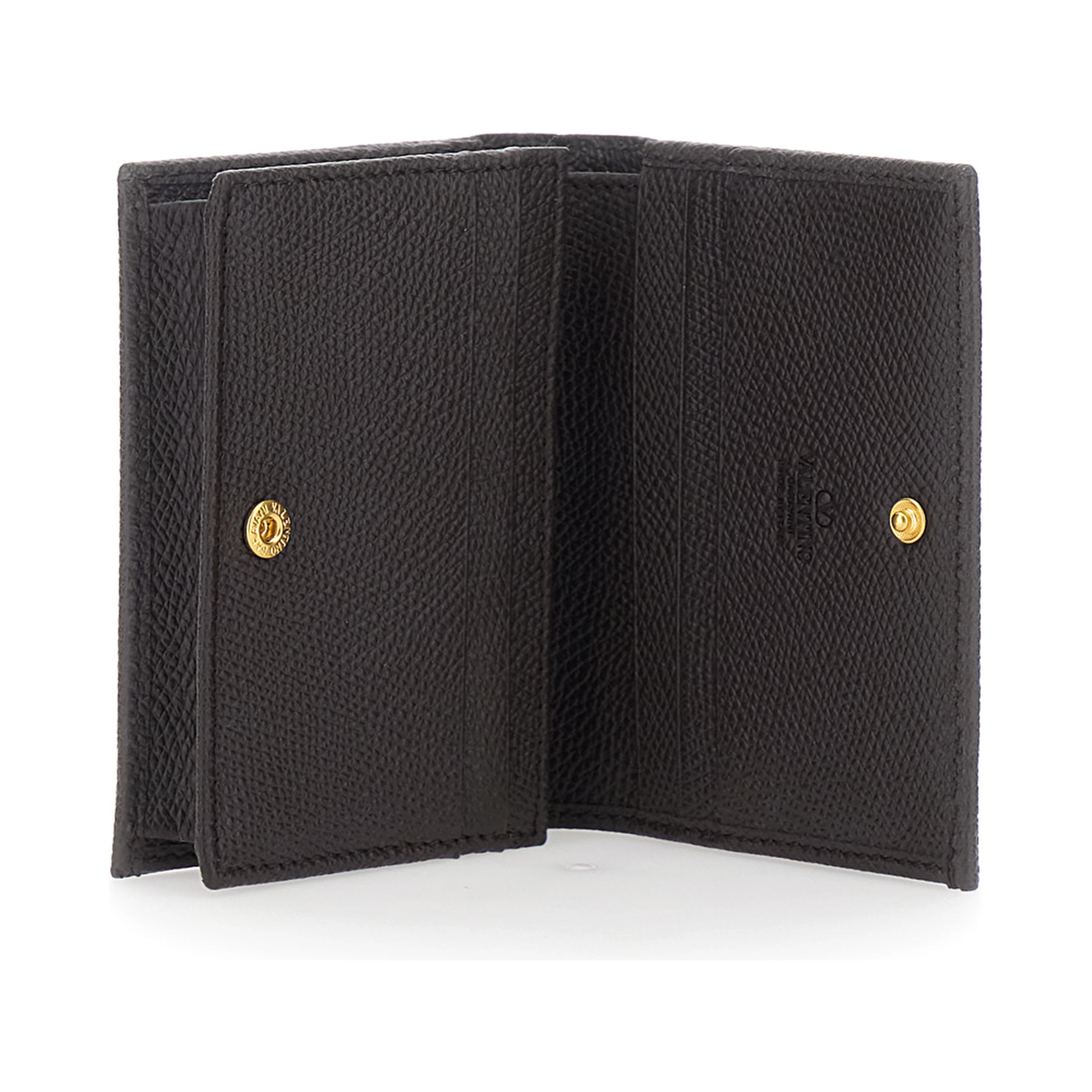 brown Flap wallet with VLOGO on the front in leather for women