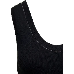 black Top with round neckline and Monile details in cotton women