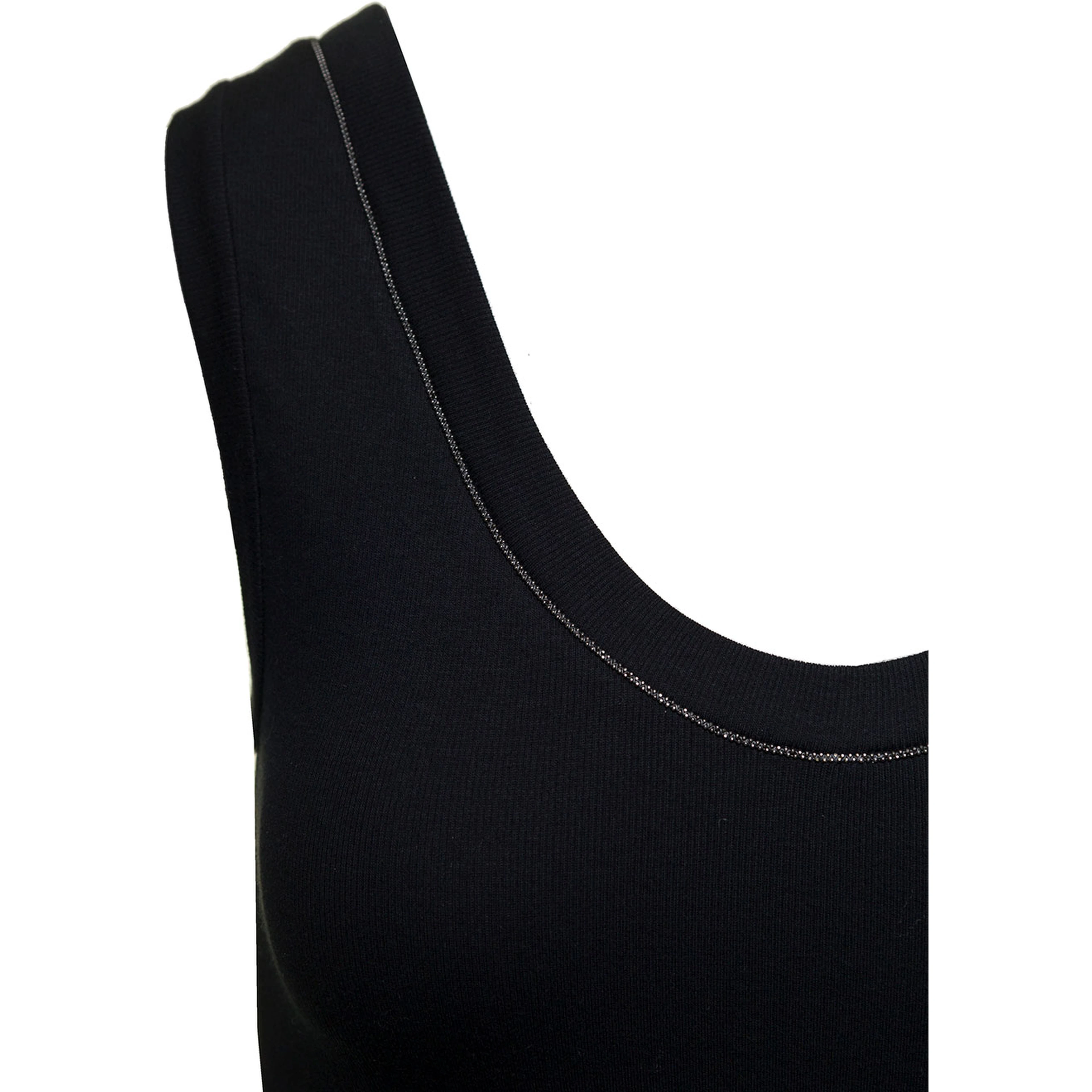 black Top with round neckline and Monile details in cotton women