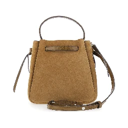 Romy Beige Handbag with adjustable and removable shoulder strap and front strap in suede for women