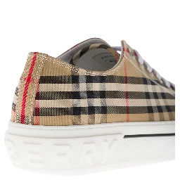Sneakers with Vintage Check Print and Rubber Sole in Beige for Men