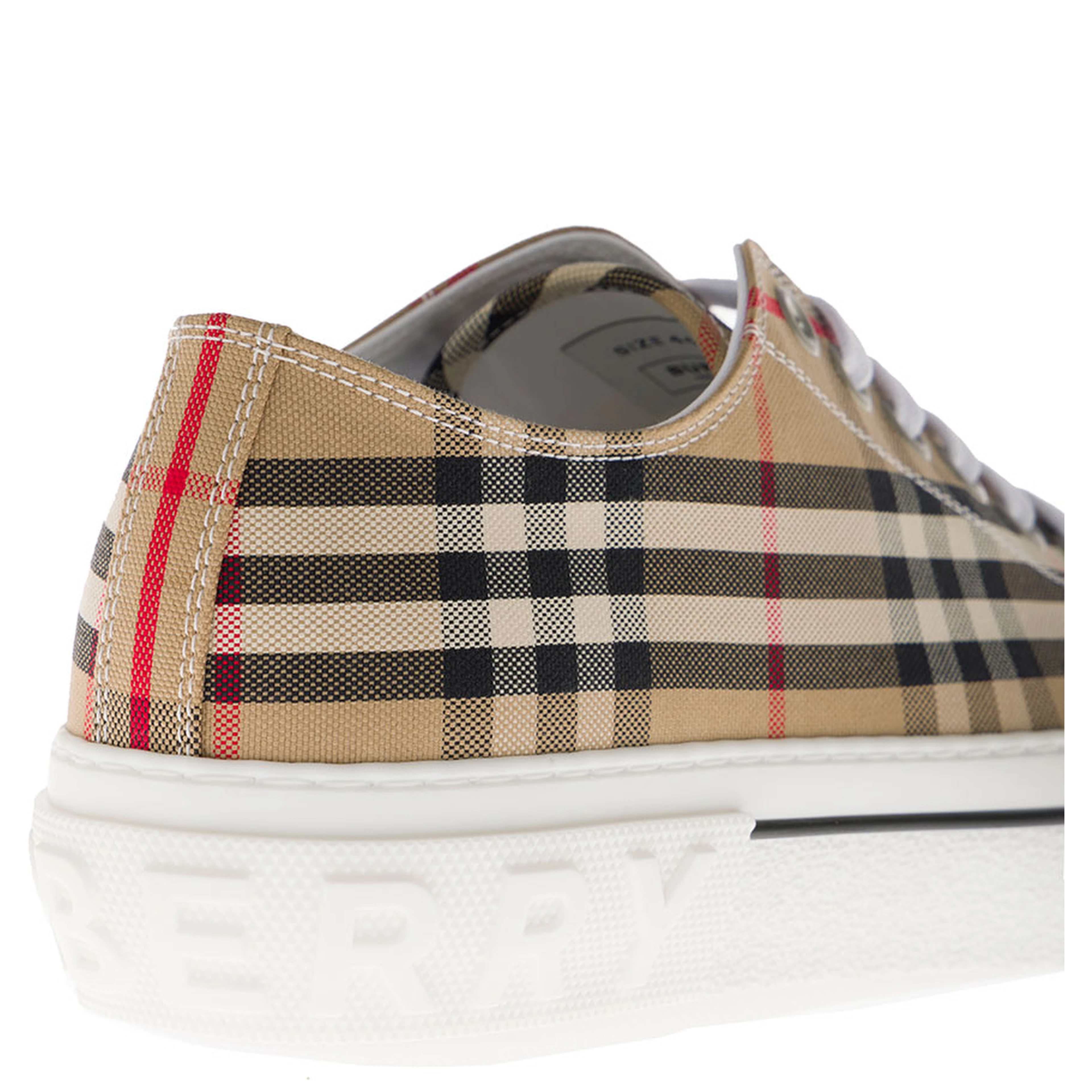 Sneakers with Vintage Check Print and Rubber Sole in Beige for Men