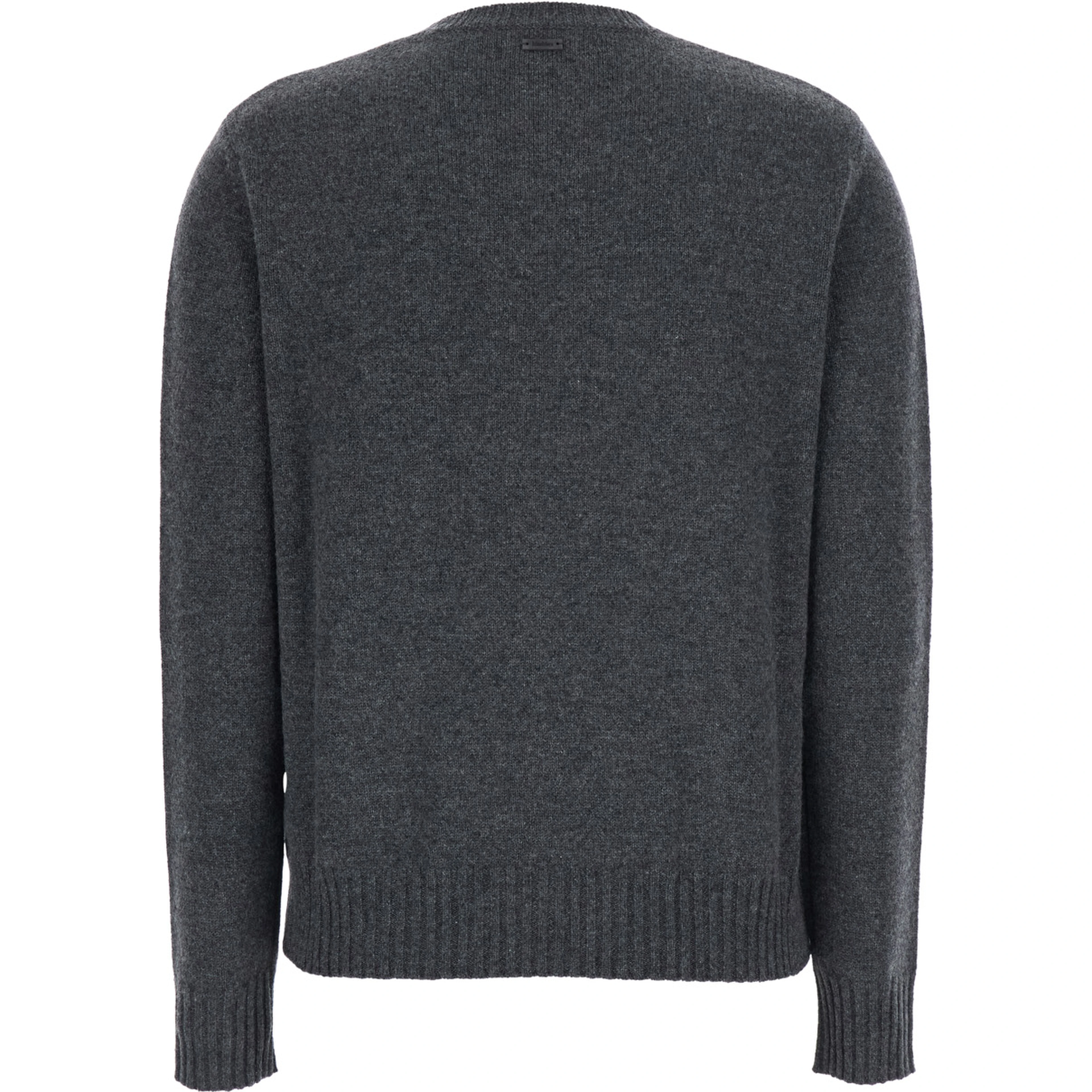 Gray V-neck Long Sleeve Wool Sweater for Women