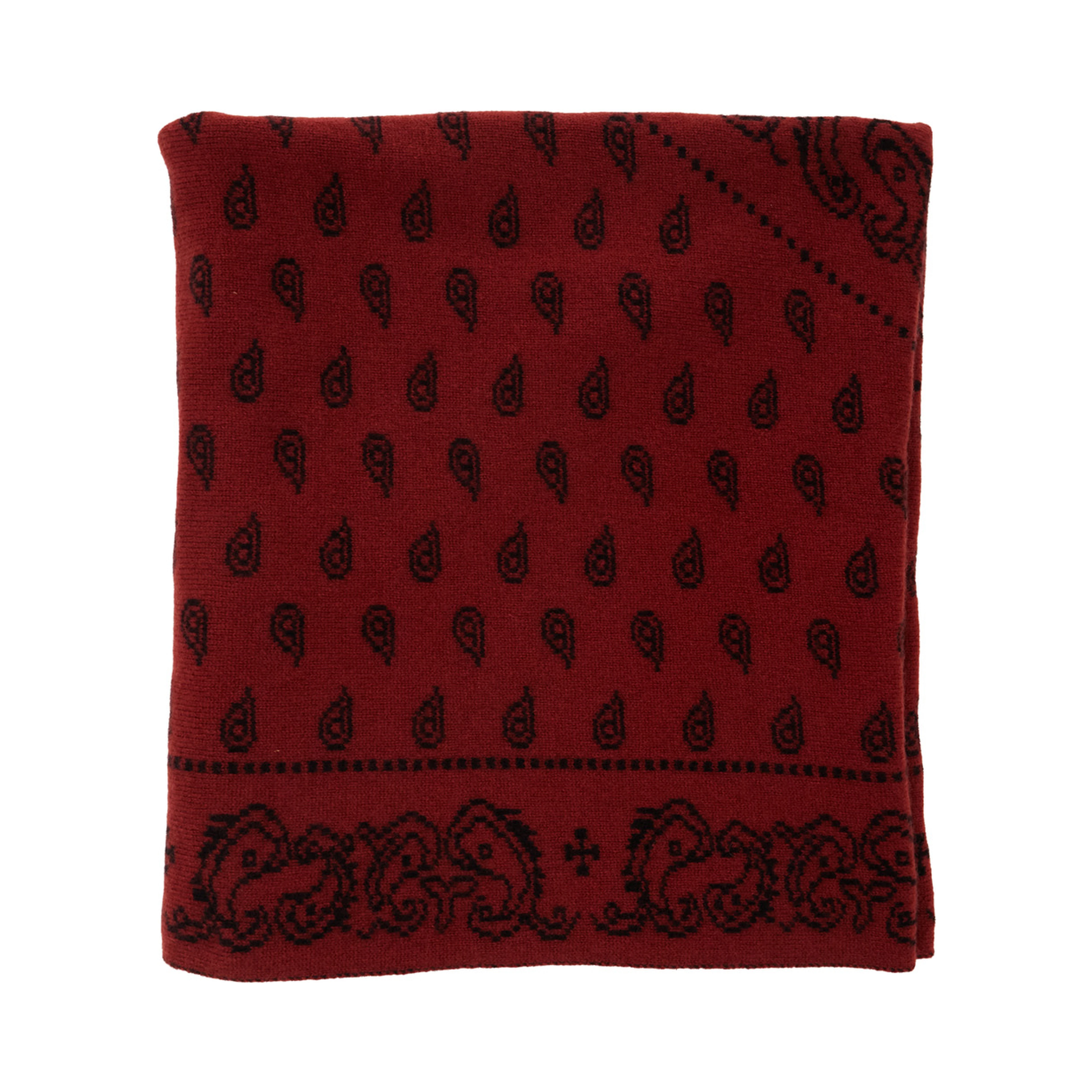 The Wild Rag Red Scarf with All-Over Motif in Cashmere for Women