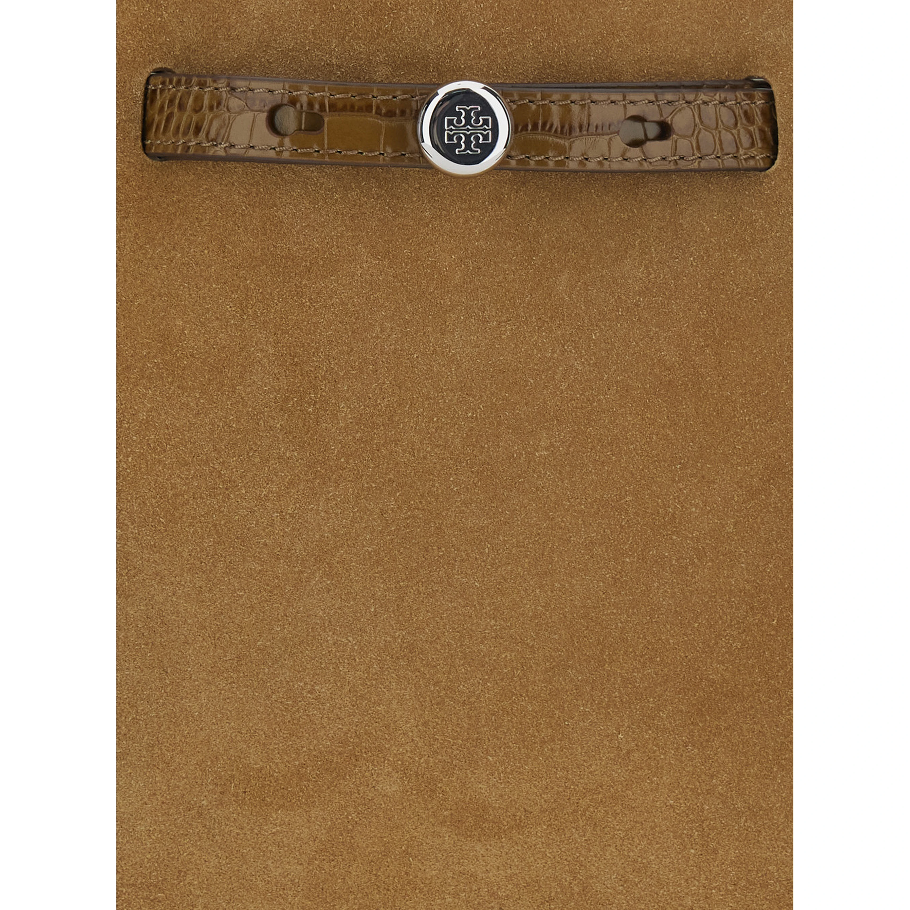 Romy Beige Handbag with adjustable and removable shoulder strap and front strap in suede for women