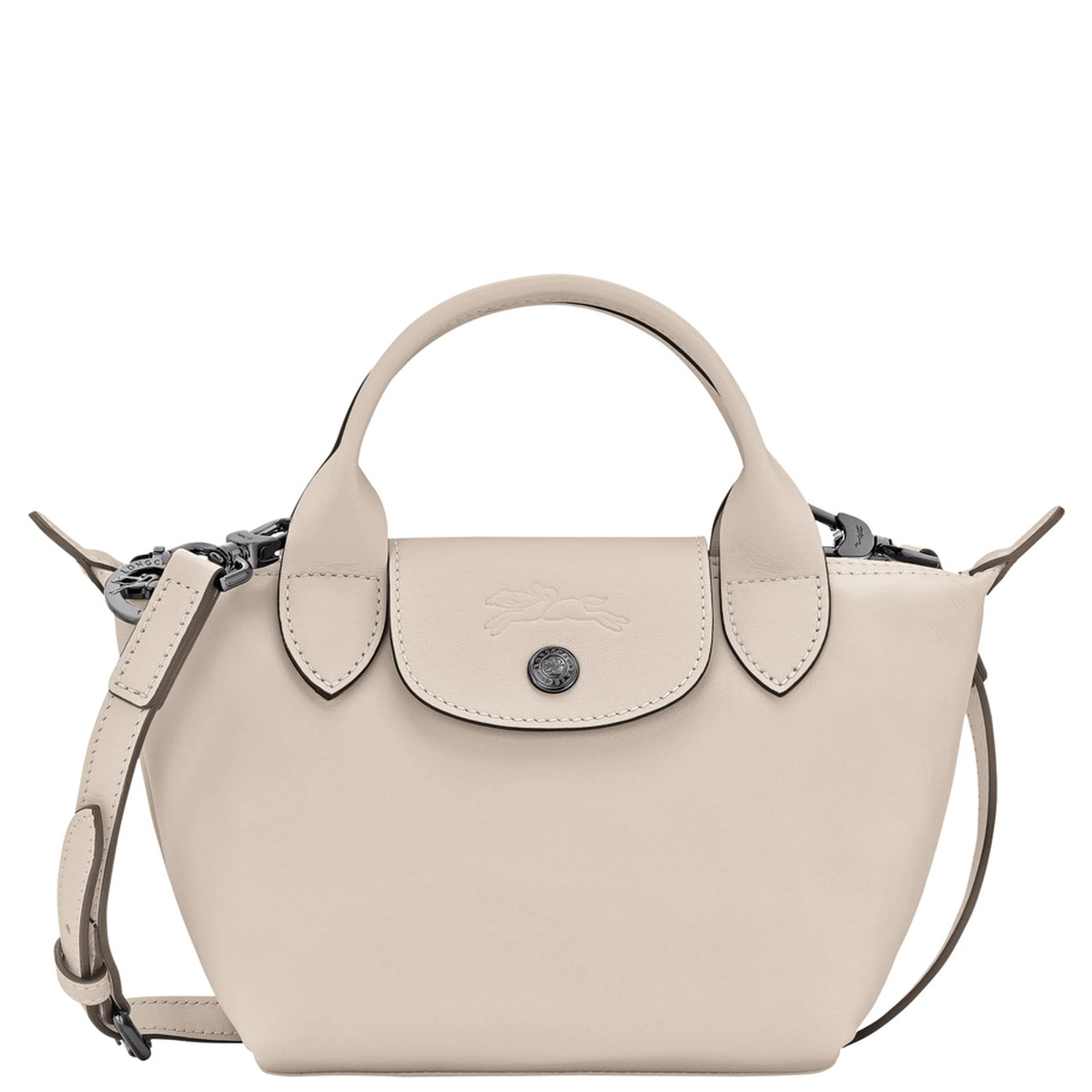 White Crossbody Bag with Adjustable and Removable Strap in Leather for Women