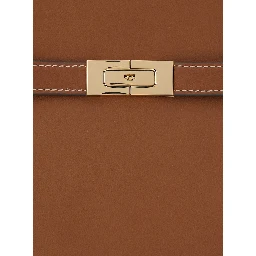Lee Radziwill Brown Small Handbag with front strap closure in leather for women