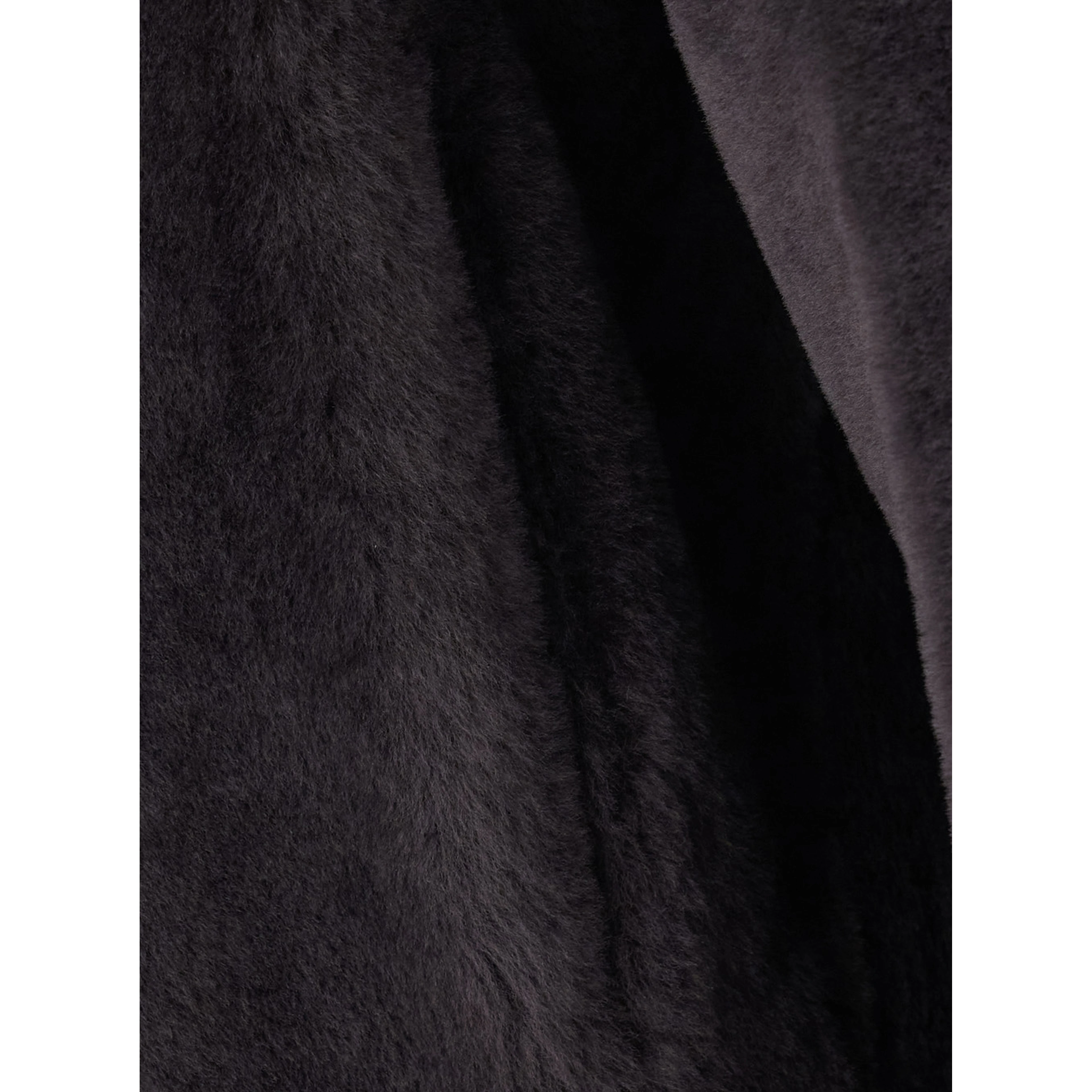Grey shearling coat with high collar with buttons in fur for women