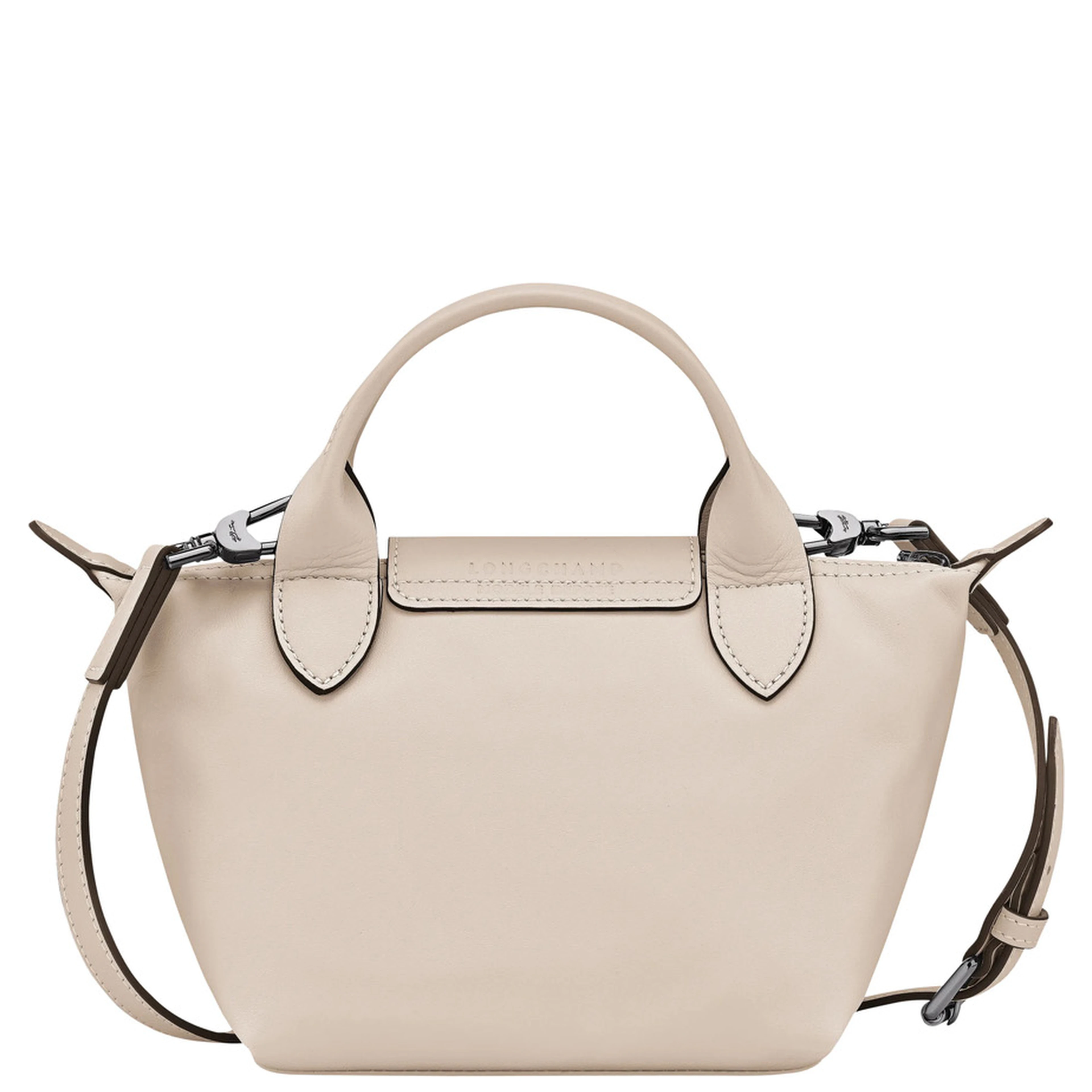 White Crossbody Bag with Adjustable and Removable Strap in Leather for Women