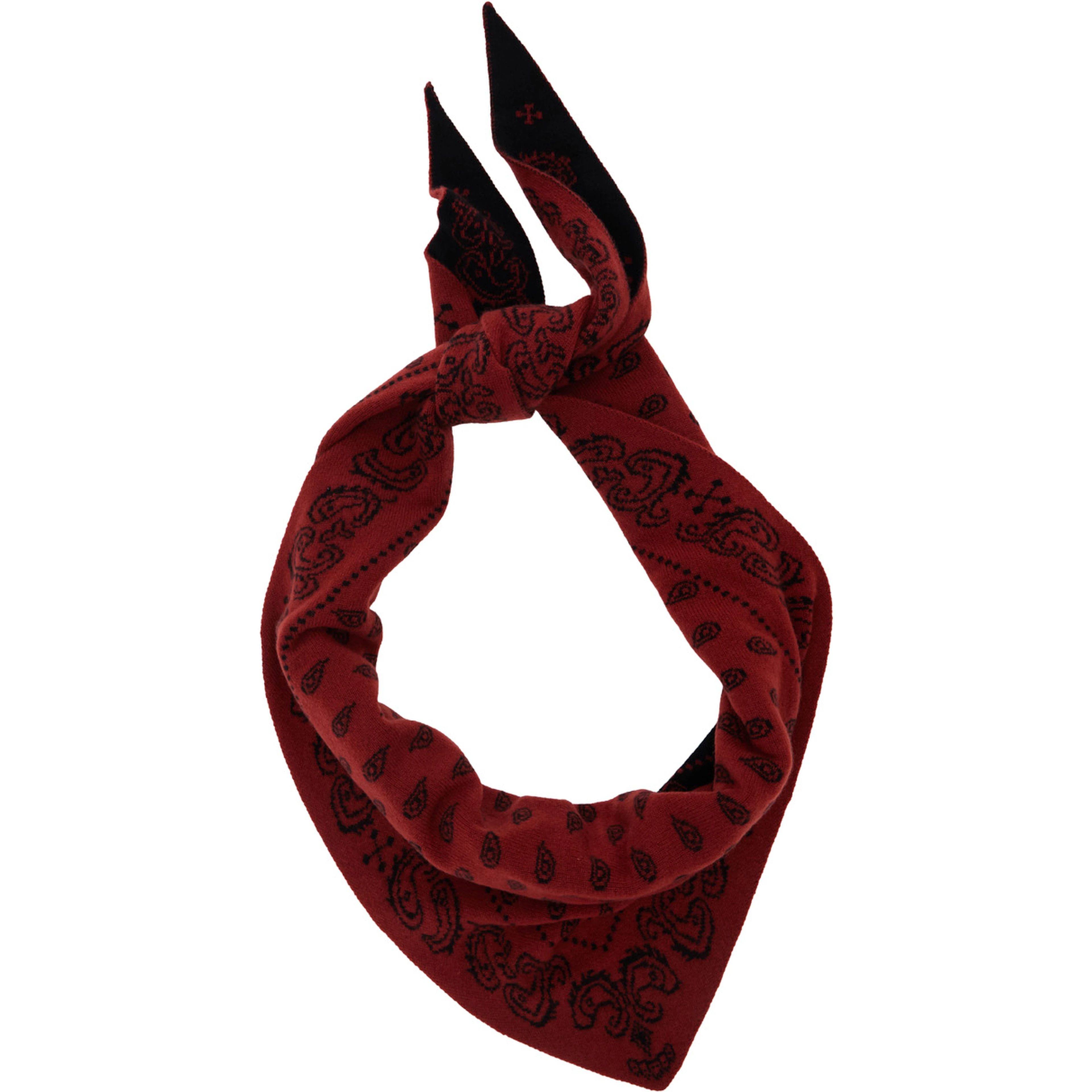 The Wild Rag Red Scarf with All-Over Motif in Cashmere for Women