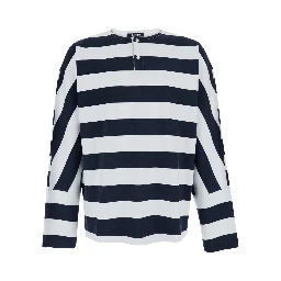 Blue Long Sleeve T-Shirt with Logo on Front in Cotton for Women