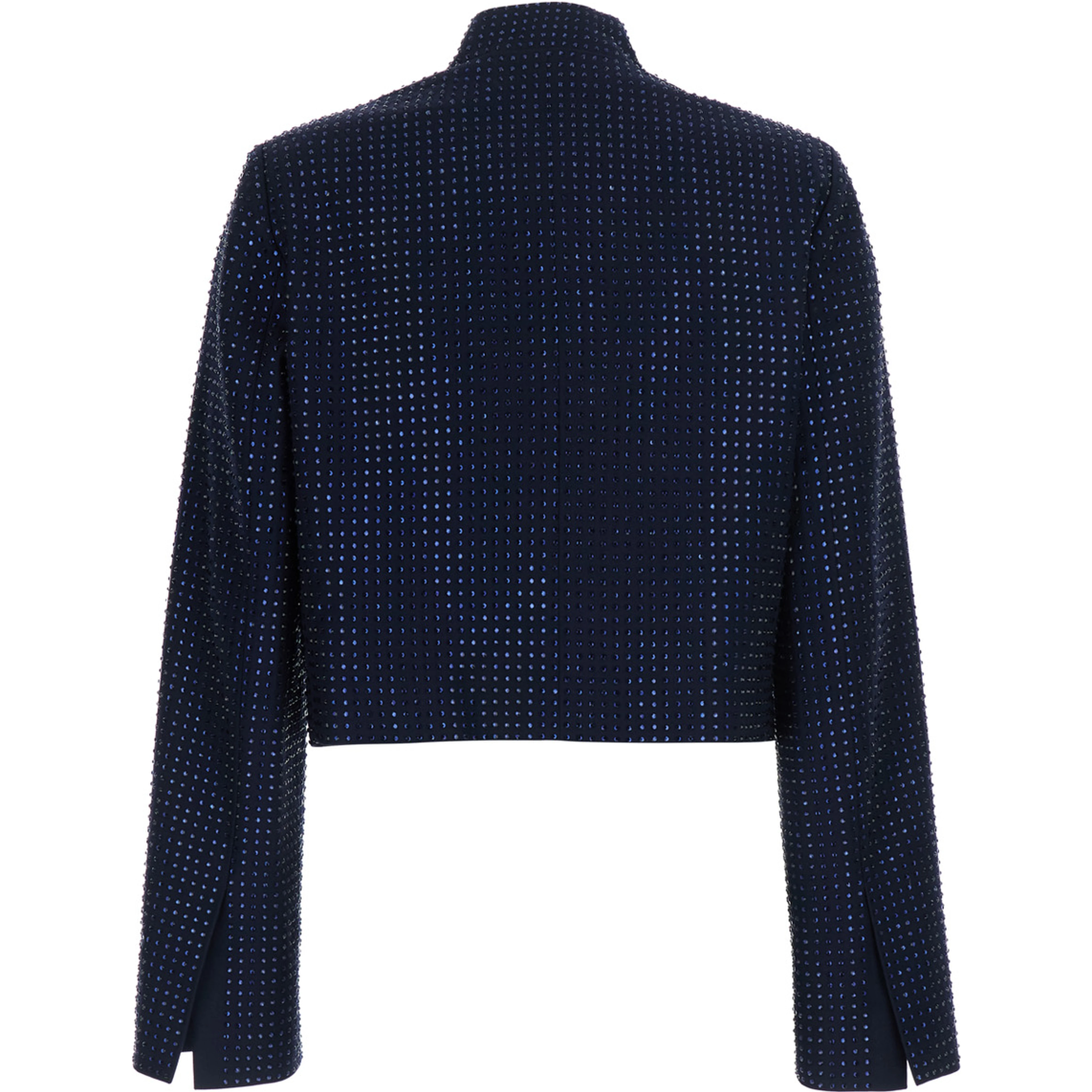 Blue Blazer with Two-Button Closure and All-Over Beads in Fabric for Women
