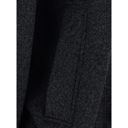 Grey Bomber with Fur Collar and Dropped Shoulders in Wool Blend for Women