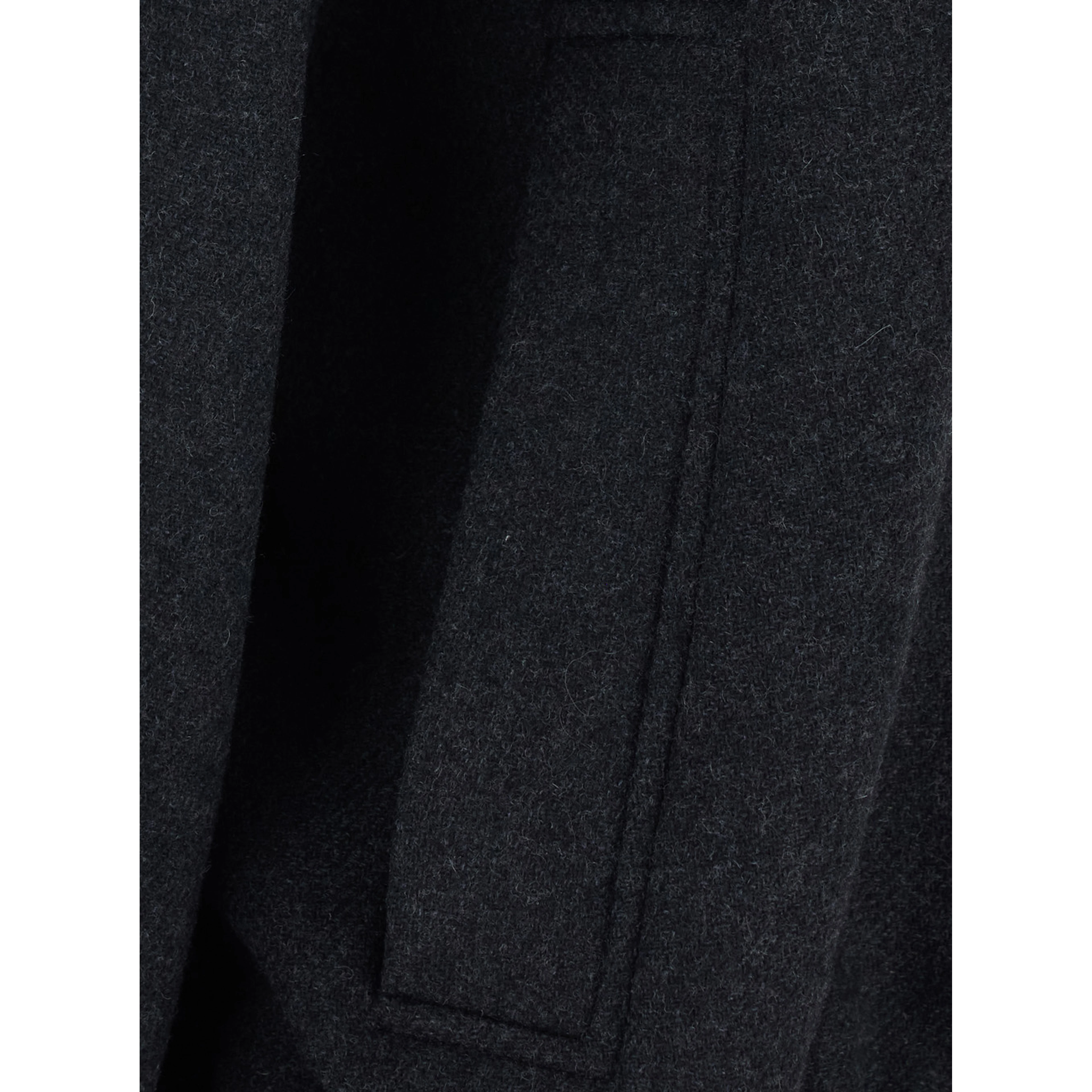 Grey Bomber with Fur Collar and Dropped Shoulders in Wool Blend for Women