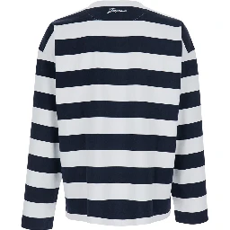 Blue Long Sleeve T-Shirt with Logo on Front in Cotton for Women