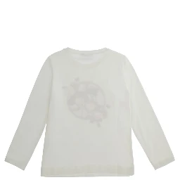 White Long Sleeve T-shirt with Front Print in Cotton Girl
