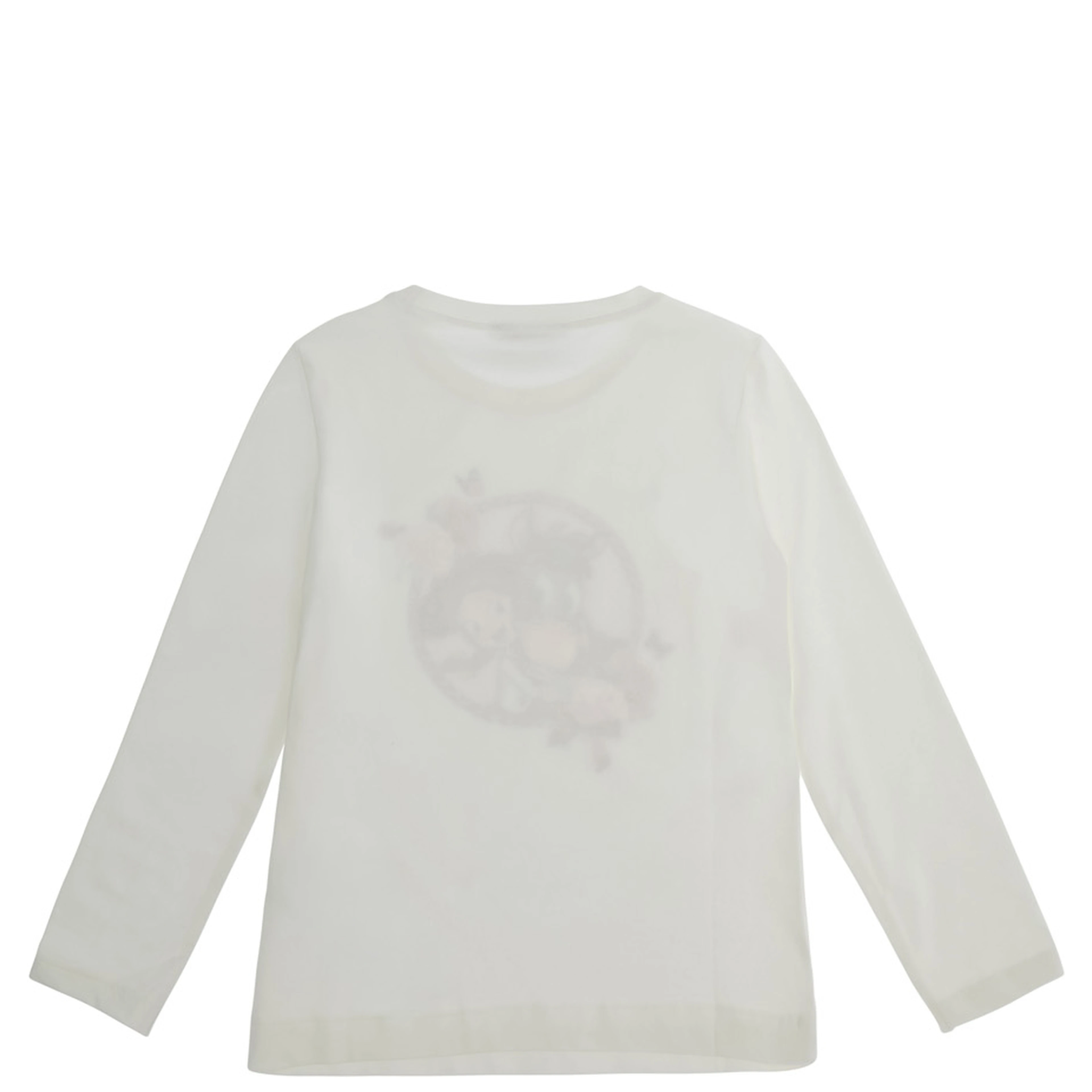 White Long Sleeve T-shirt with Front Print in Cotton Girl