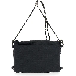 Black Pouch with rope shoulder strap and zip pocket on the front in FF canvas for men