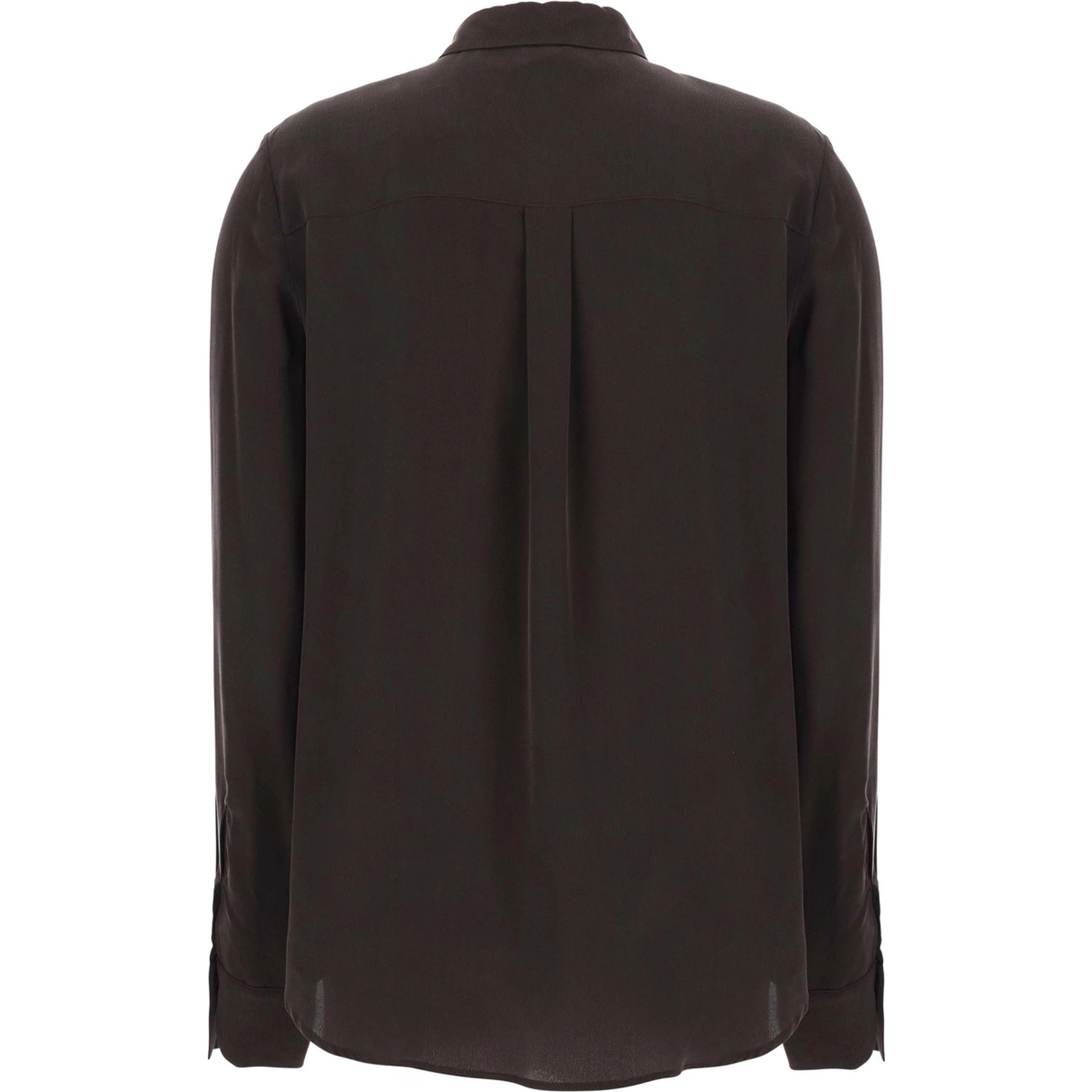 Brown Shirt with Logo lettering on the Sleeve in repe de Chine for Women