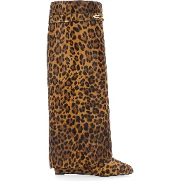 Brown High Heeled Boots with Elegant Leather Details for Women