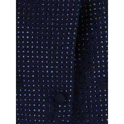 Blue Blazer with Two-Button Closure and All-Over Beads in Fabric for Women