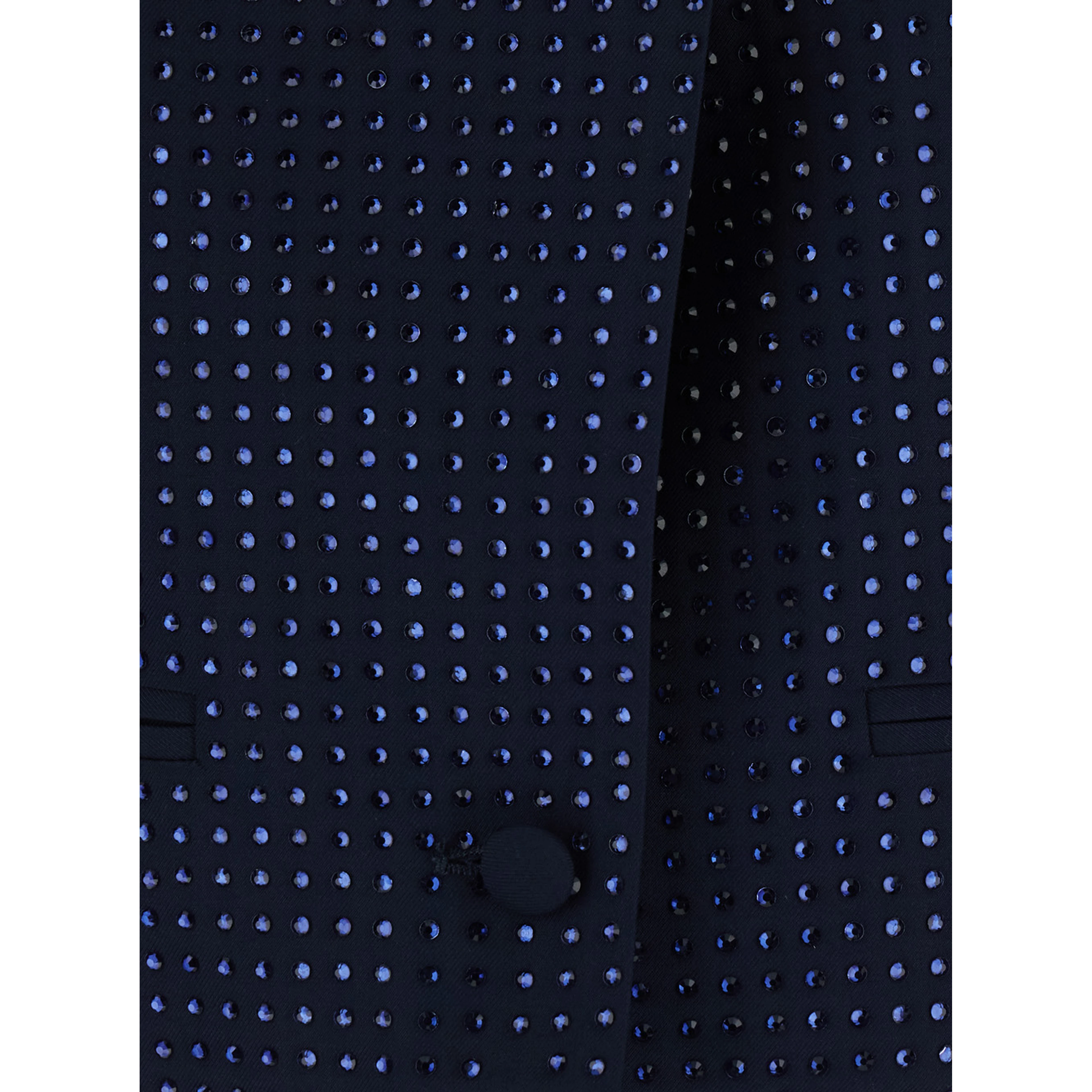 Blue Blazer with Two-Button Closure and All-Over Beads in Fabric for Women