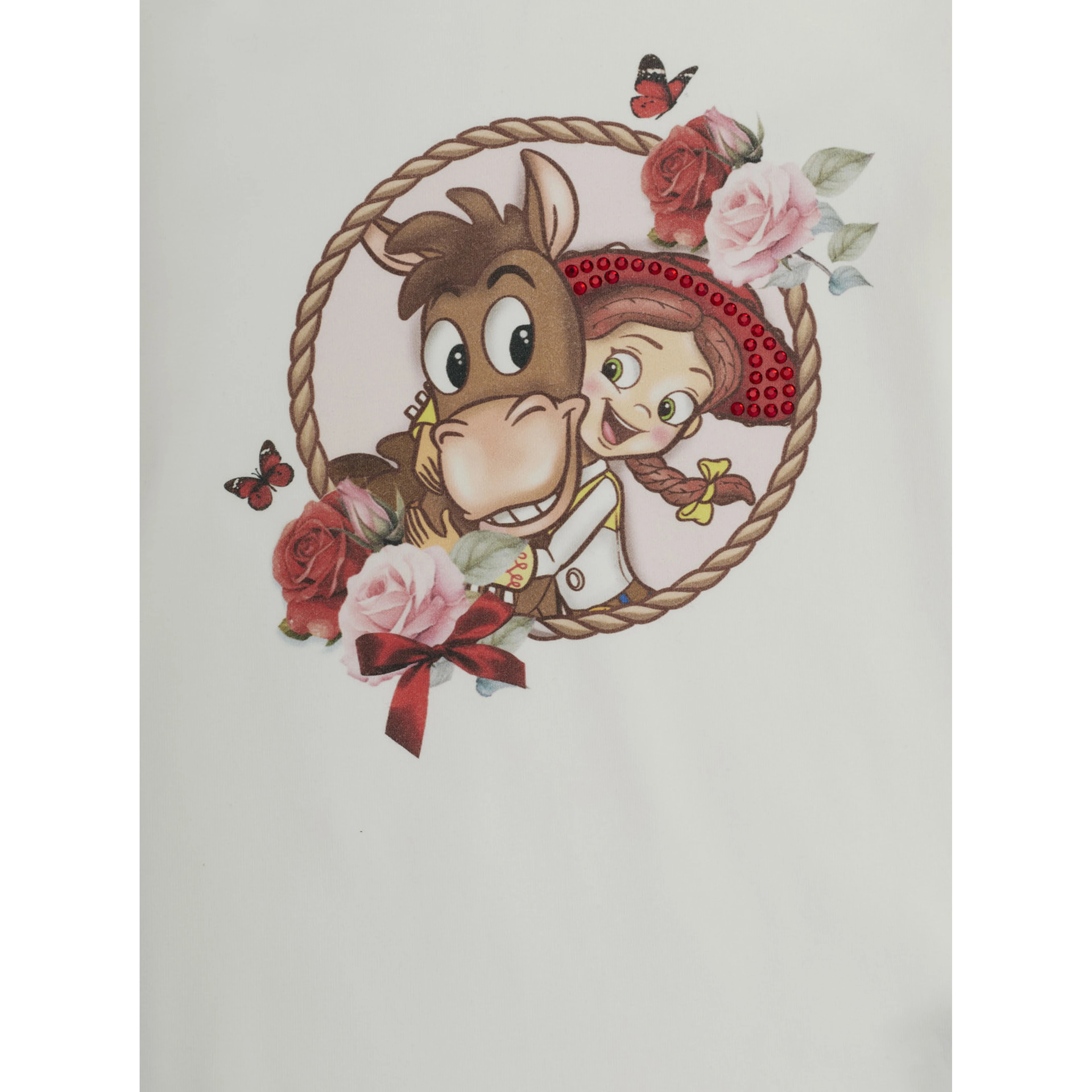 White Long Sleeve T-shirt with Front Print in Cotton Girl