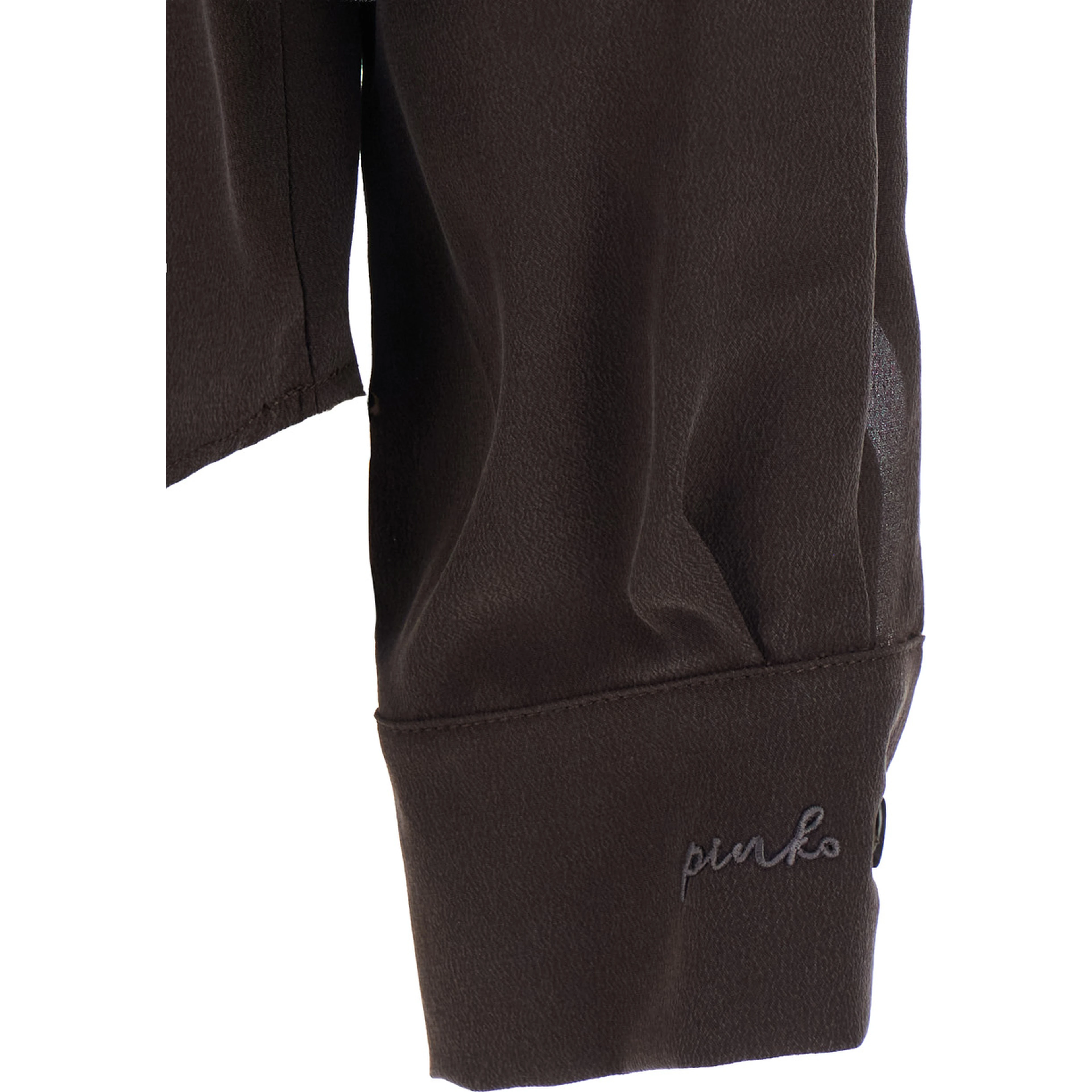 Brown Shirt with Logo lettering on the Sleeve in repe de Chine for Women