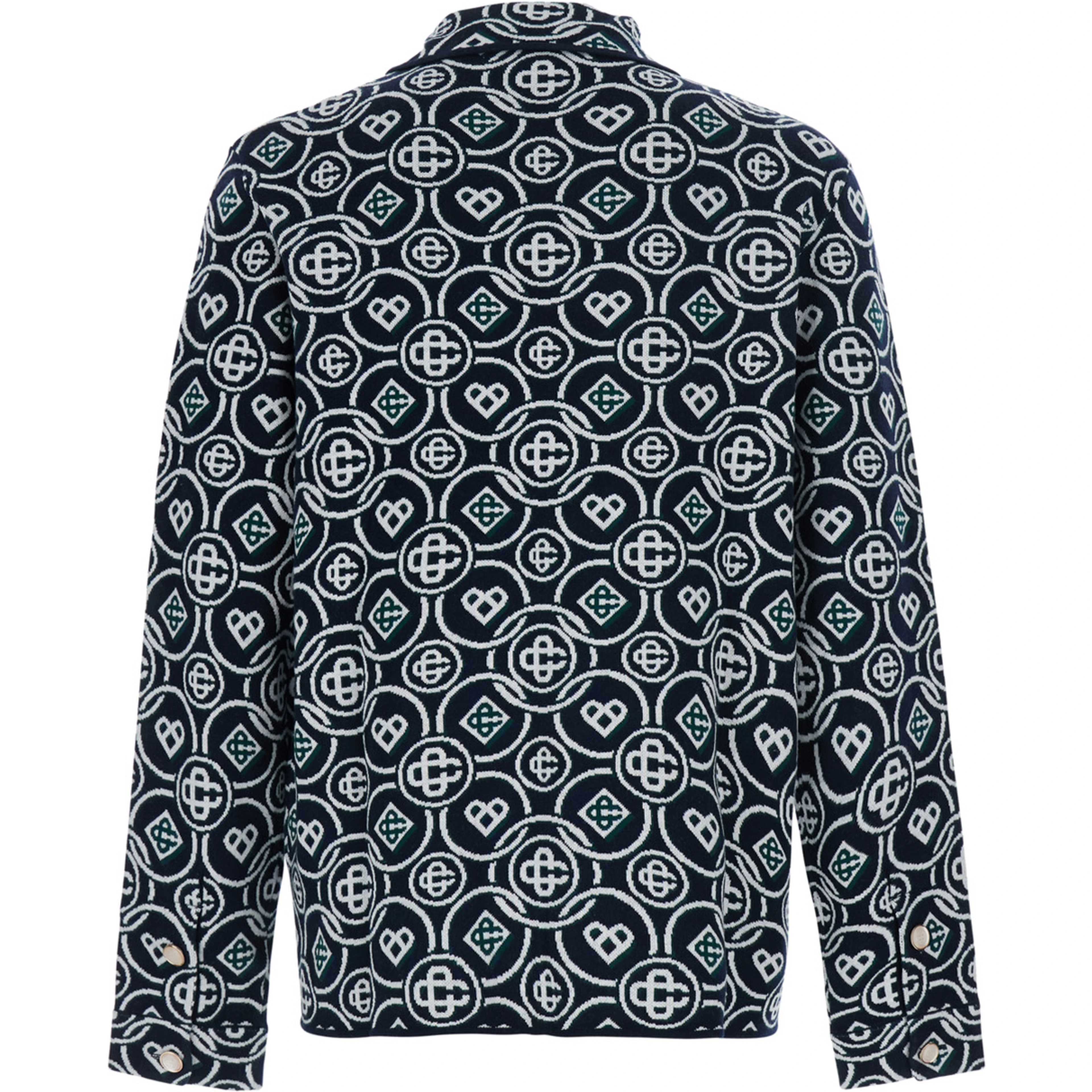 Blue Shirt with classic collar and all-over logo monogram in cotton for men