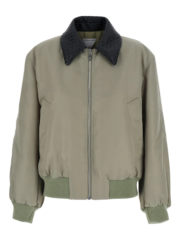 WR SATIN NYLON BLOUSON WITH INTRECCIATO COLLAR