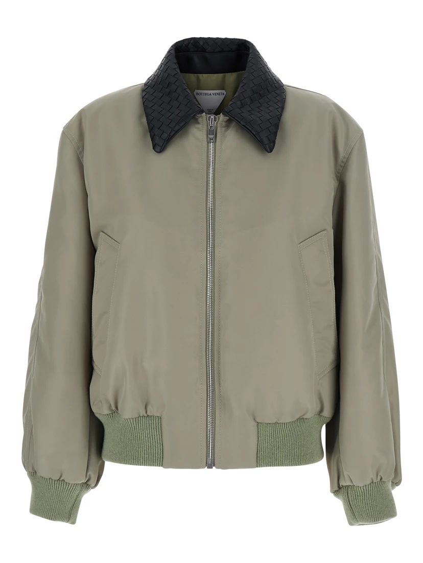 WR SATIN NYLON BLOUSON WITH INTRECCIATO COLLAR