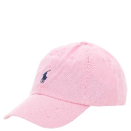 Baseball Cap with Embroidered Pony Logo on the Front in Light Blue Cotton for Women