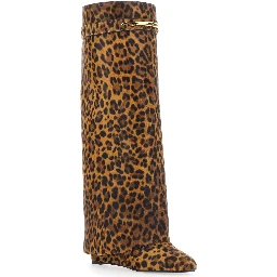 Brown High Heeled Boots with Elegant Leather Details for Women