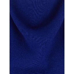 Blue Sleeveless long dress with high neck and draped details in wool for women