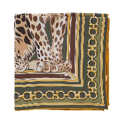 Green Scarf with All-Over Print in Silk Women