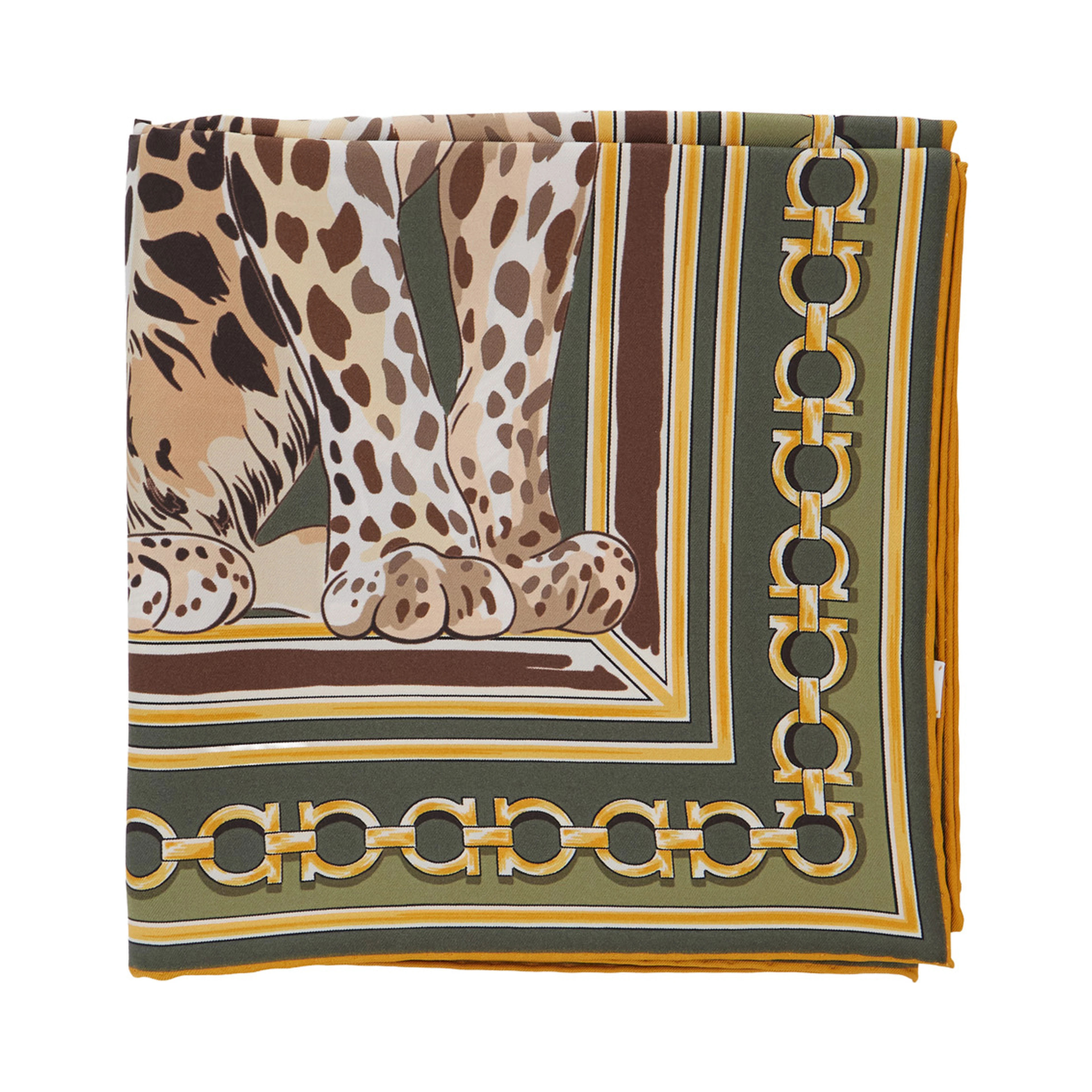 Green Scarf with All-Over Print in Silk Women