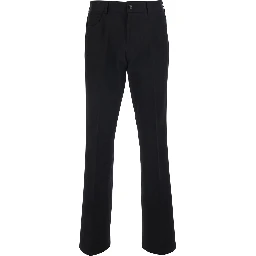 Black Pants with Logo Embroidery on the Back and Flared Leg in Cotton for Men