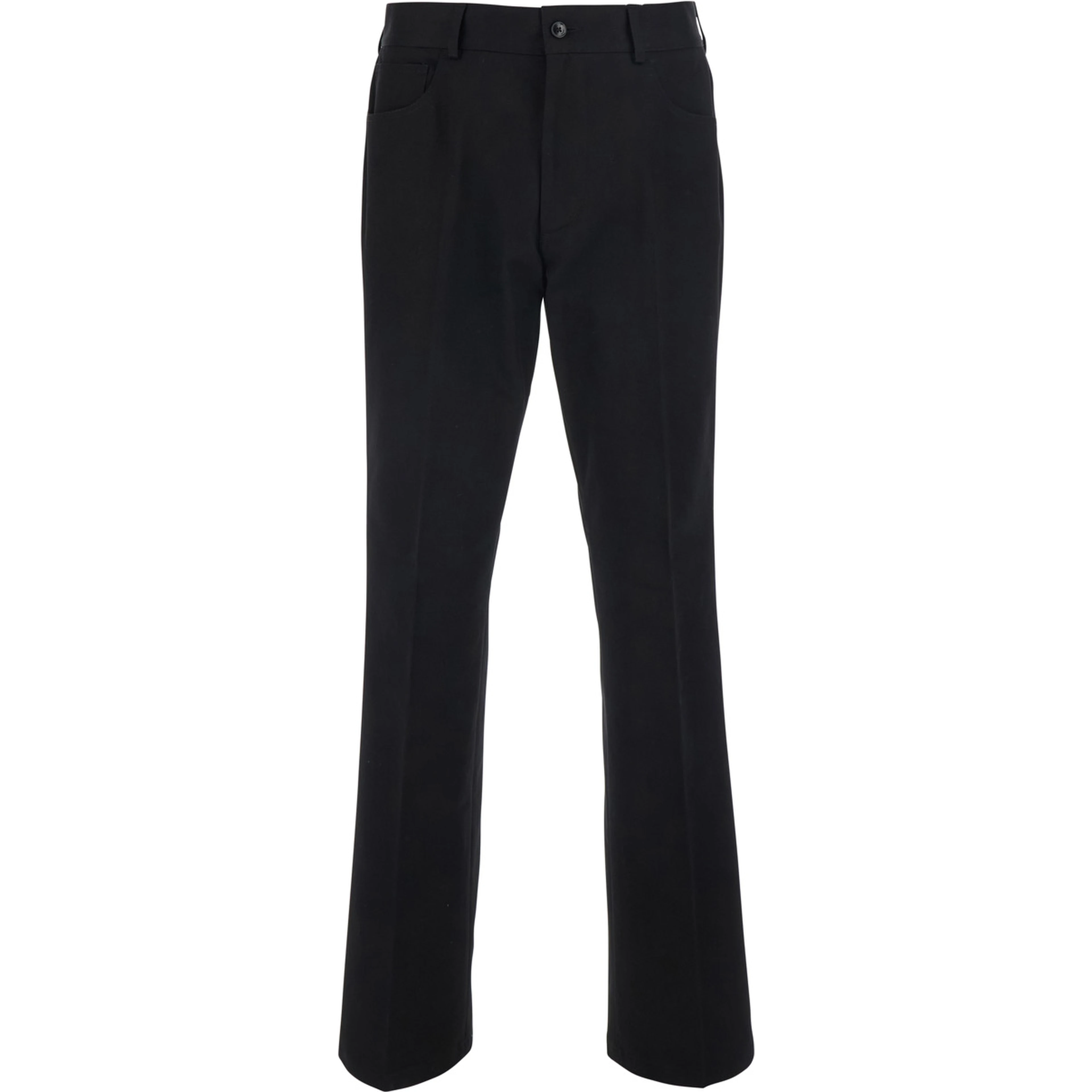 Black Pants with Logo Embroidery on the Back and Flared Leg in Cotton for Men