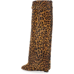 Brown High Heeled Boots with Elegant Leather Details for Women