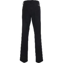 Black Pants with Logo Embroidery on the Back and Flared Leg in Cotton for Men