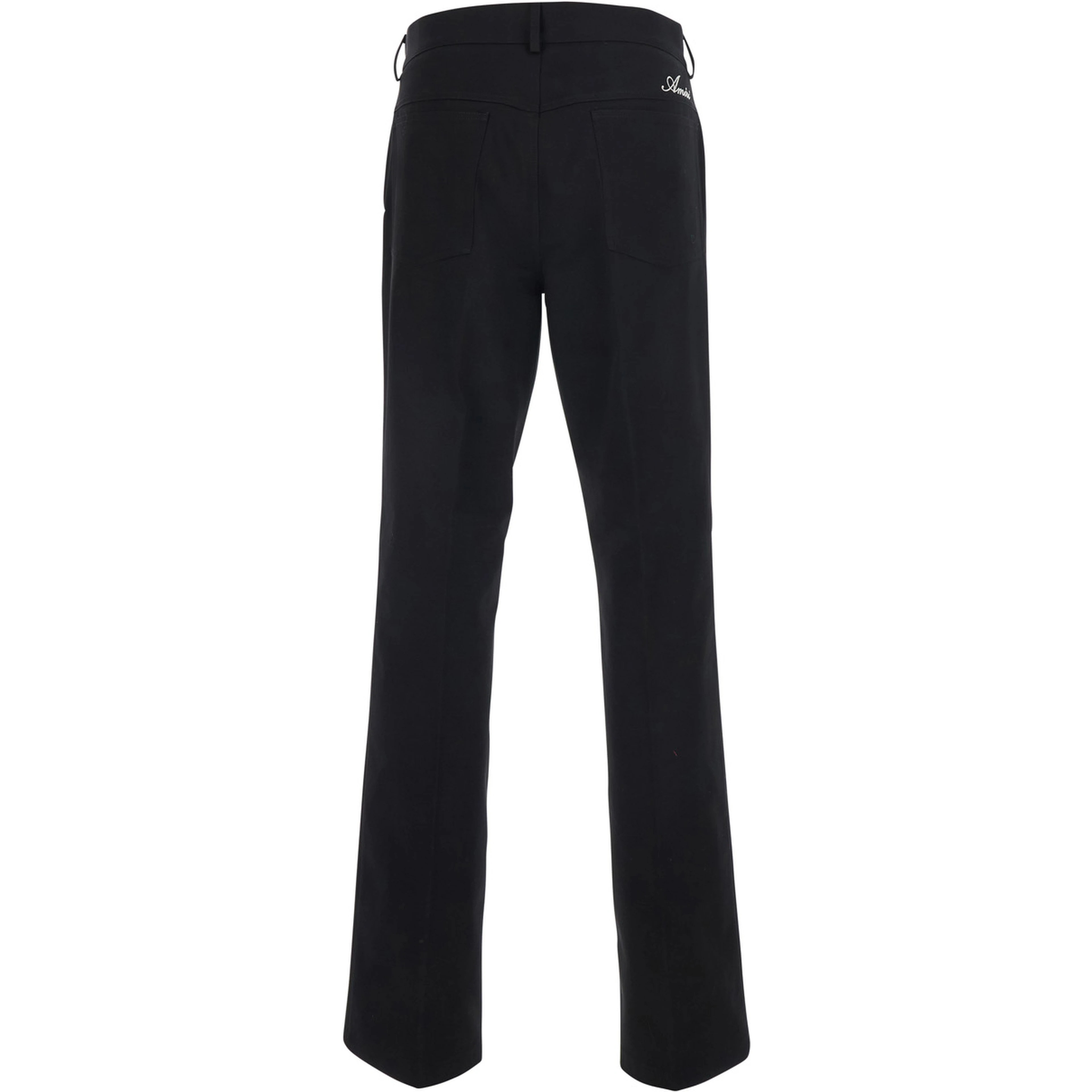 Black Pants with Logo Embroidery on the Back and Flared Leg in Cotton for Men