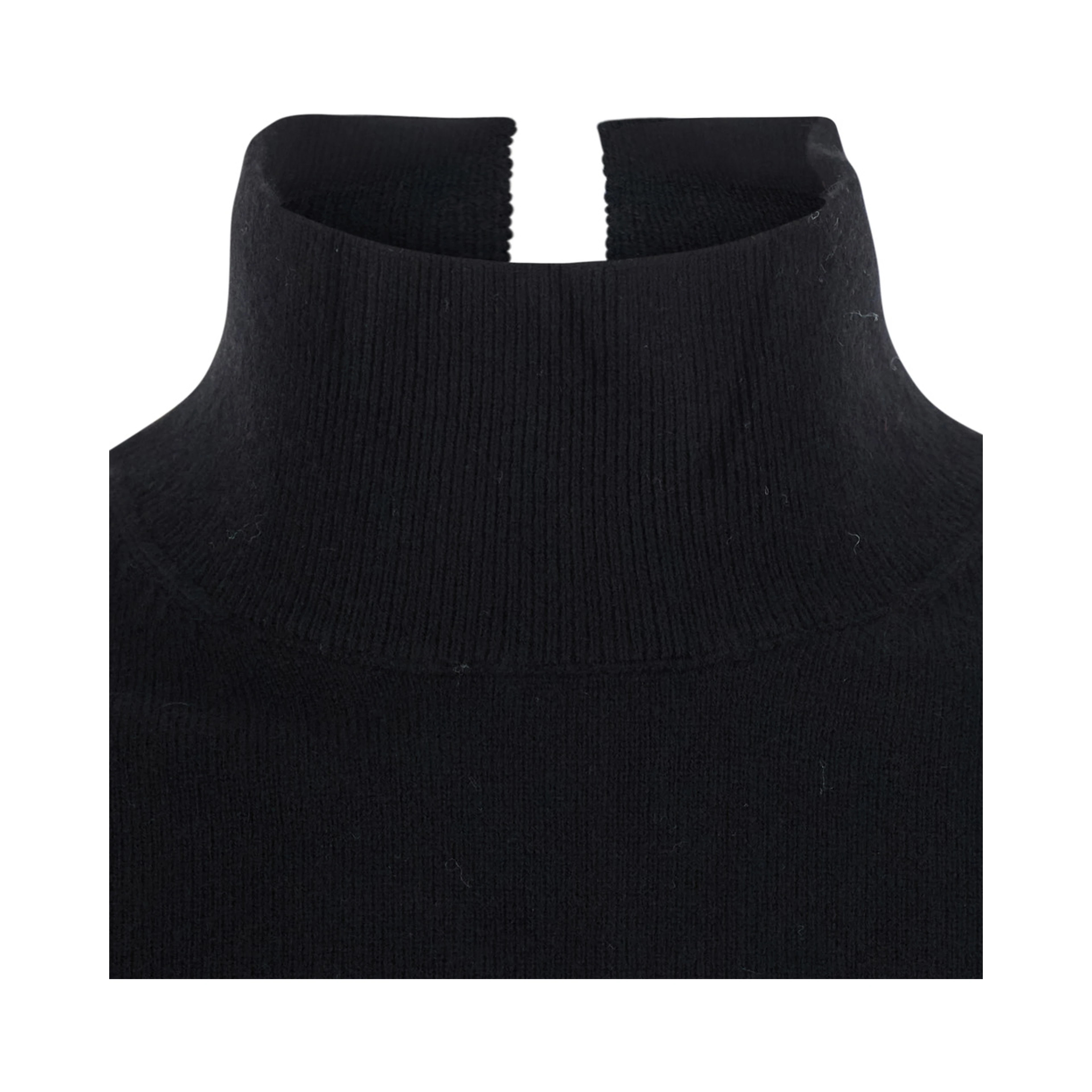 Black High-neck sweater with logo patch on the back in wool and cashmere for women