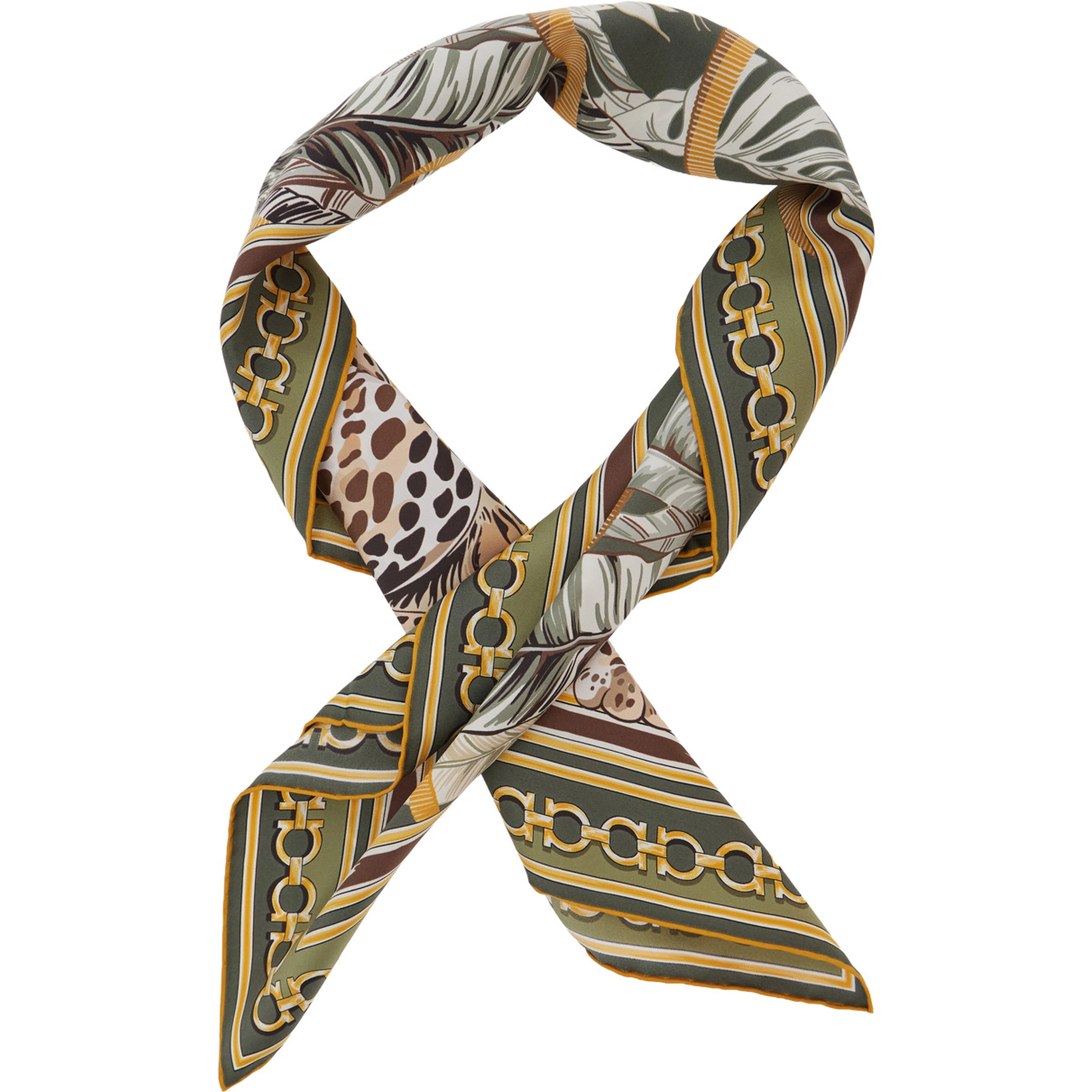 Green Scarf with All-Over Print in Silk Women