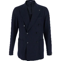 Montecarlo Double-breasted Jacket with Peak Revers in Blue