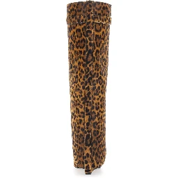 Brown High Heeled Boots with Elegant Leather Details for Women