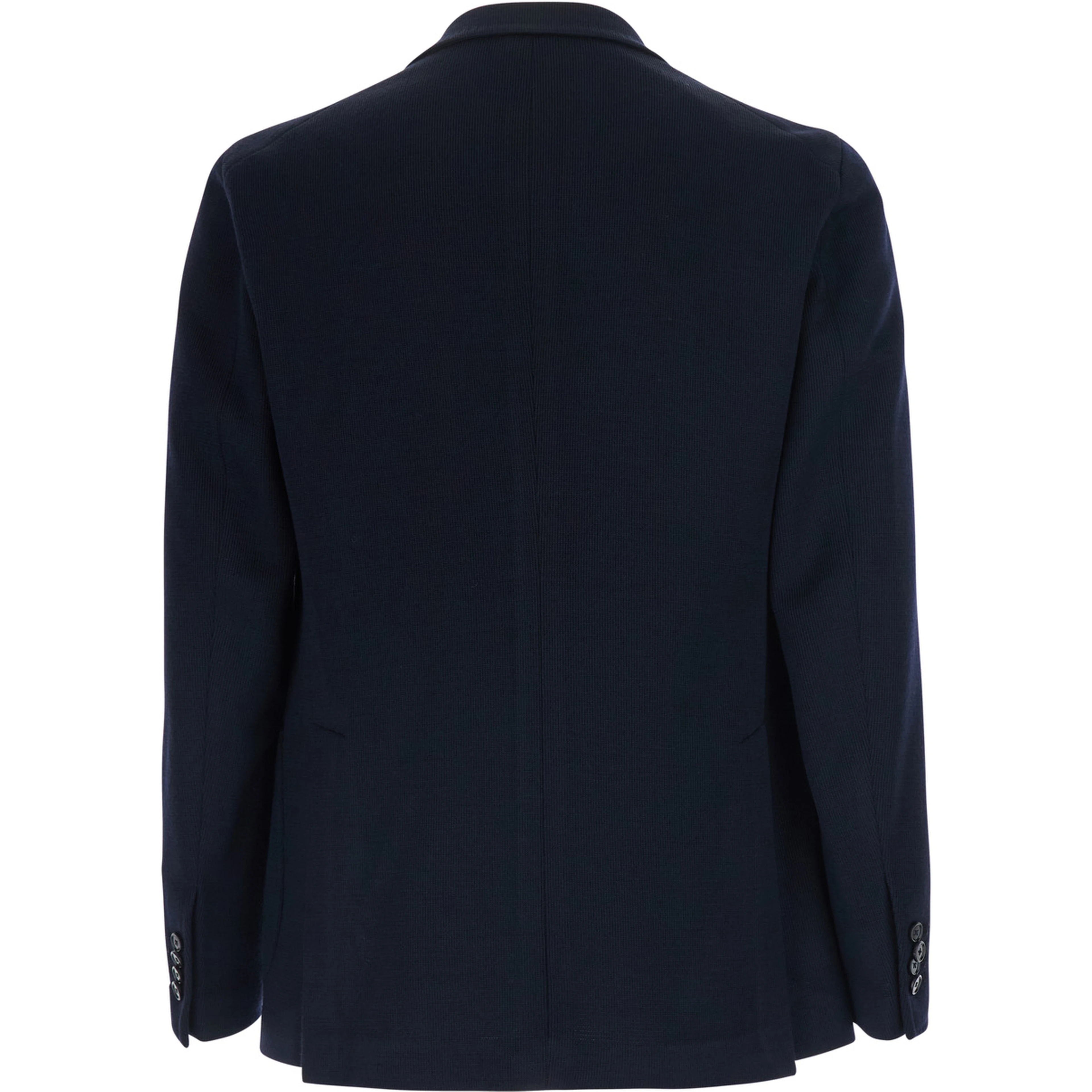 Blue Single-breasted Jacket with Notched Revers and Brooch in Wool for Men