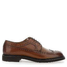 Brown Oxford Shoes with Front Laces in Leather for Men