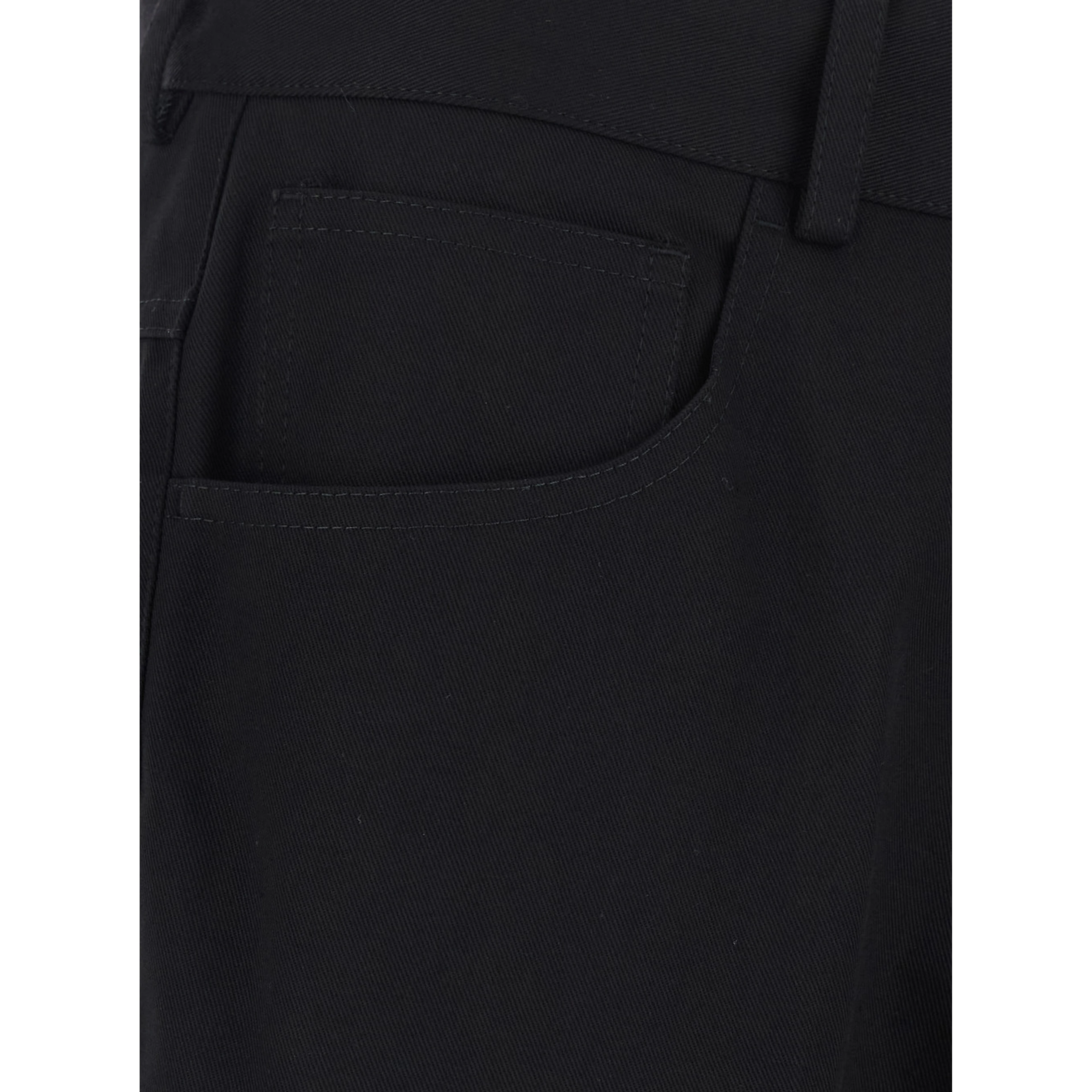 Black Pants with Logo Embroidery on the Back and Flared Leg in Cotton for Men
