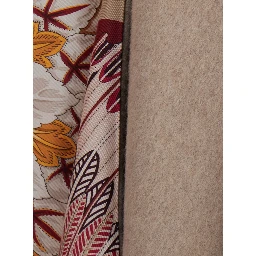 Beige Cape with Fringed Edges and All-Over Print in Cashmere and Wool for Women